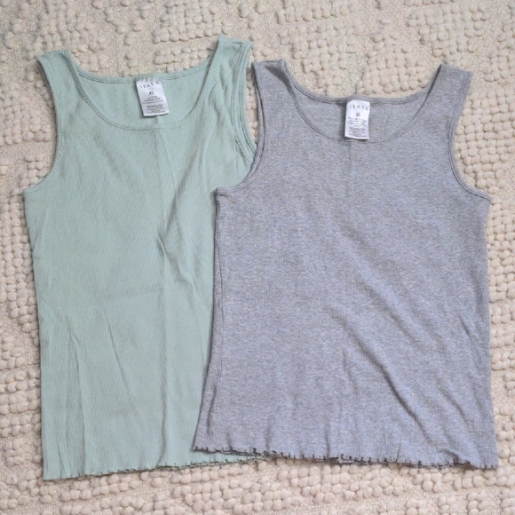 SERRA Ribbed Tank Tops Bundle Women’s XL – Sage Green & Gray – Stretch Basics - Picture 1 of 1